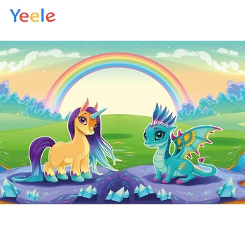 

Yeele Cartoon Unicorn Party Dragon Mermaid Baby Birthday Party Photography Backgrounds Customized Backdrops For Photo Studio