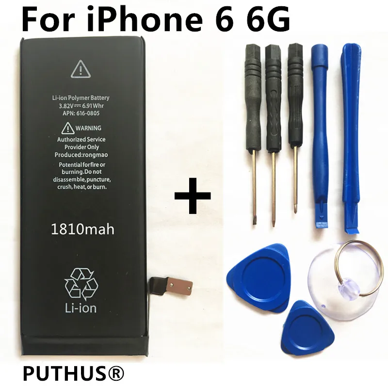 Новая батарея мобильного телефона для iPhone 6 6G реальная емкость 1810mAh 3,8 V батарея для iphone 6 с набором инструментов для ремонта