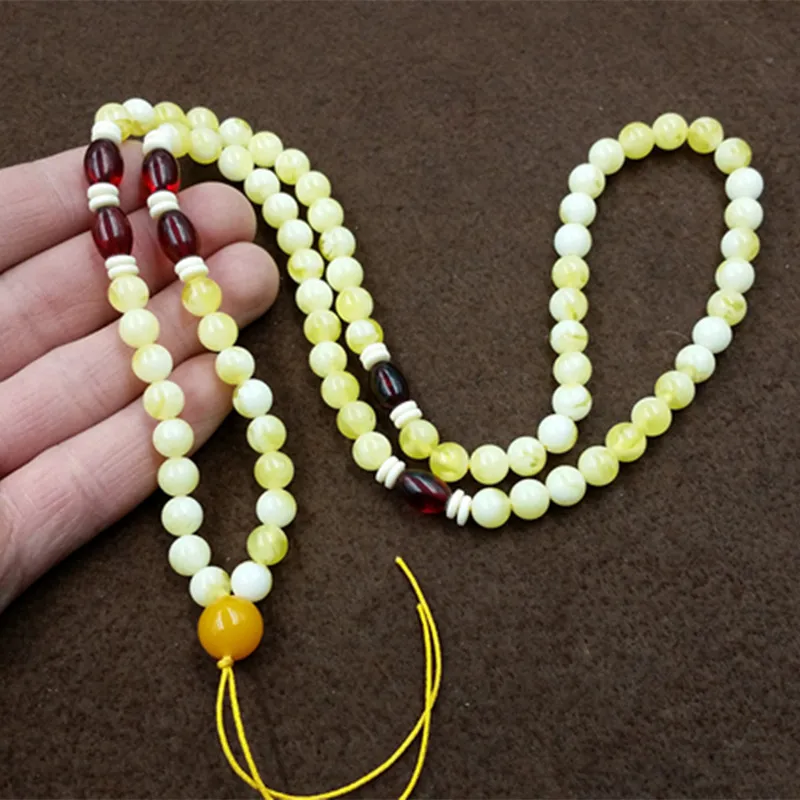 

2pc The new factory wholesale boutique high-end amber necklace 8 mm bead necklace pendant necklace wholesale wall dies wedding