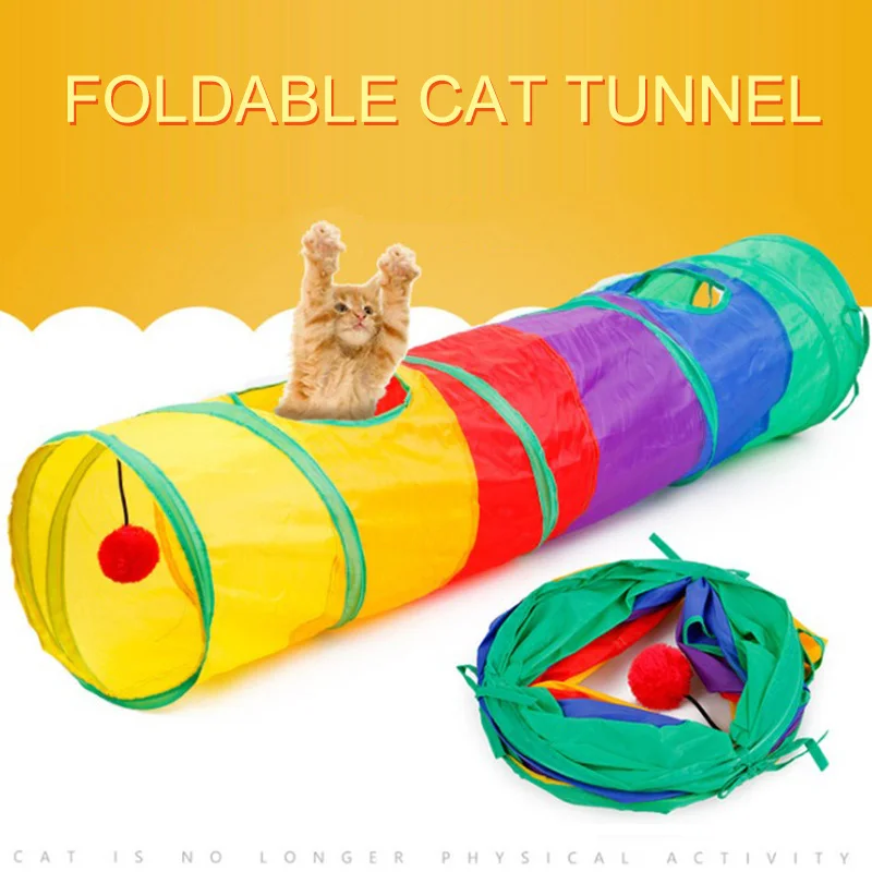 Практичная кошачья туннельная игрушка для питомцев, складная игрушка для игр в помещении и на открытом воздухе, игрушки для щенков Китти, головоломки, упражнений, скрытых тренировок, игрушка для кошек