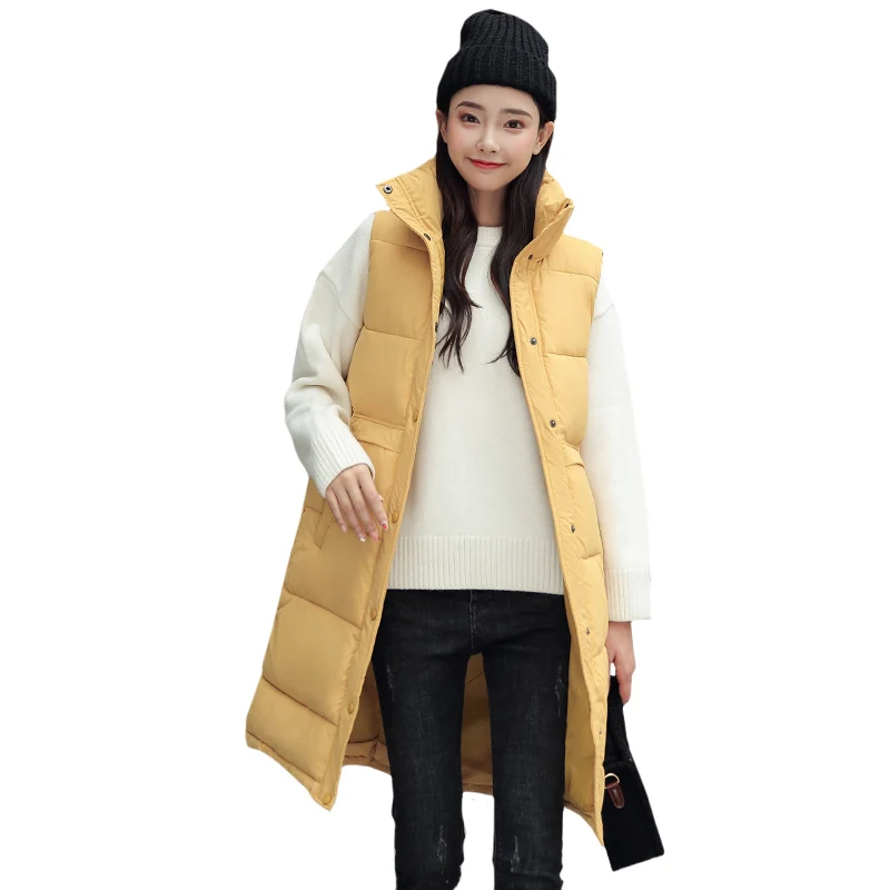 

Casual Long Cotton Vest Women Fashion 2020 Autumn Winter Warm Coat Woman Ladies Waistcoat Slim Black women vest