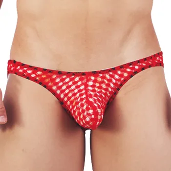

Men Net Hole Homme Thong Briefs Fashion Male Gay Lows Waist U Convex Wire Imitation Briefs Sexy Underpants Underwear