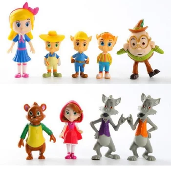 

Skyleshine 9pcs/lot Goldie And Bear Goldilocks The Three Bears Wolf Little Red Riding Hood Fairy Tale Amine Figure Toys S5402
