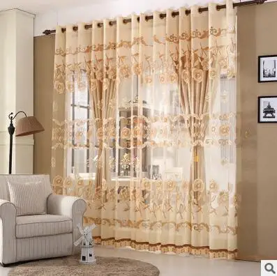 

FYFUYOUFY peony floral jacquard curtain Living room high quality soft curtain/voile curtain French window