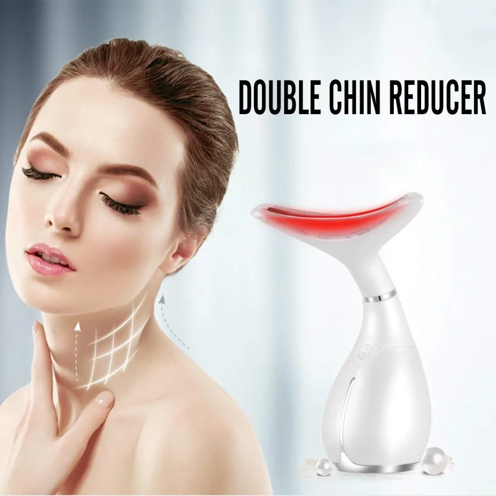 Wrinkle Remove Machine Double Chin Reducer Vibration Heating Neck Firming Skin Micro Vibrating Electric Beauty Tools | Красота и