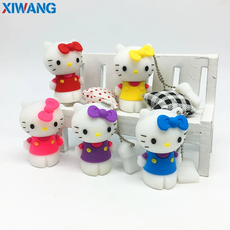 Usb флэш-накопитель 128 GB 64 GB мультфильм животных Кот прекрасный рисунок «Hello Kitty» флешки 32 GB накопитель 16 GB 8 GB Flash memory stick и диск подарок