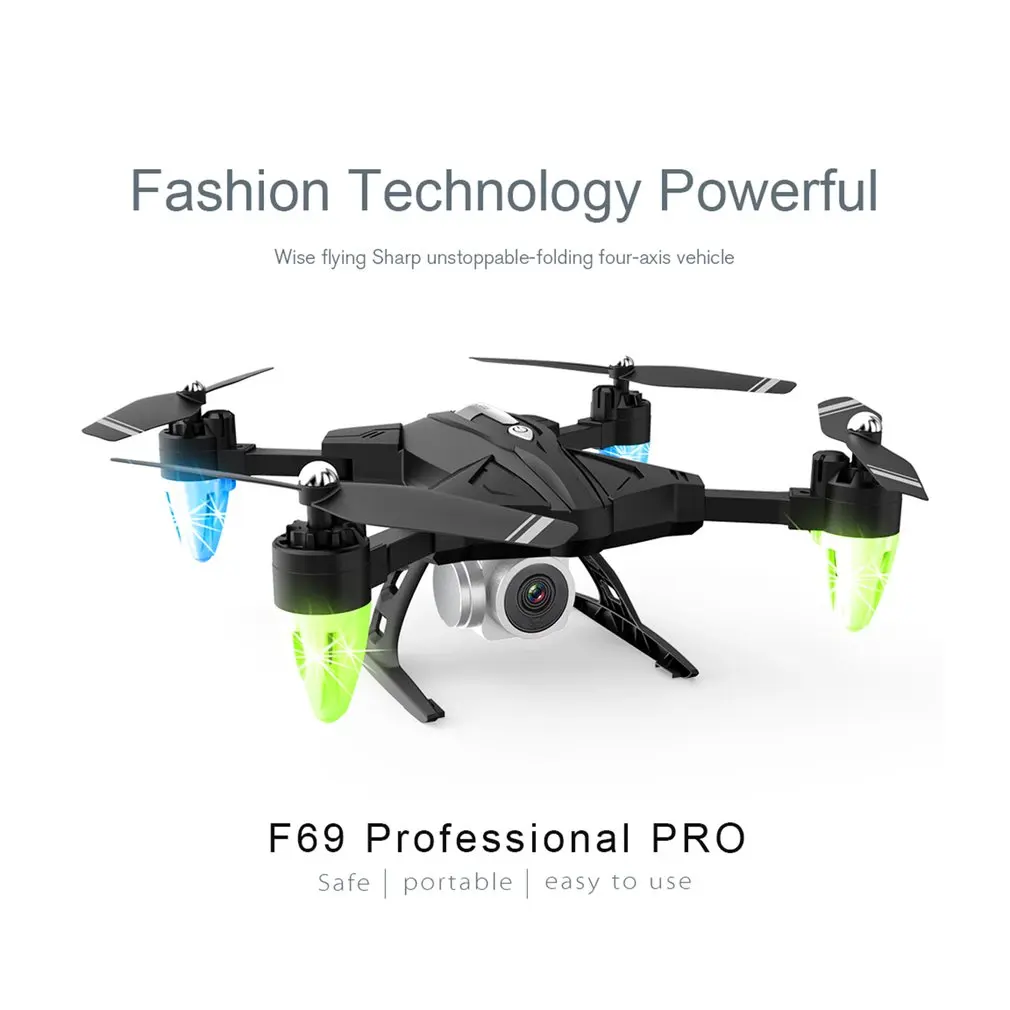 F69 Складная рукоятка Радиоуправляемый Дрон wifi FPV 1080 P/480 P широкоугольная HD камера режим удержания высоты Безголовый Радиоуправляемый вертолет Игрушечная модель самолета