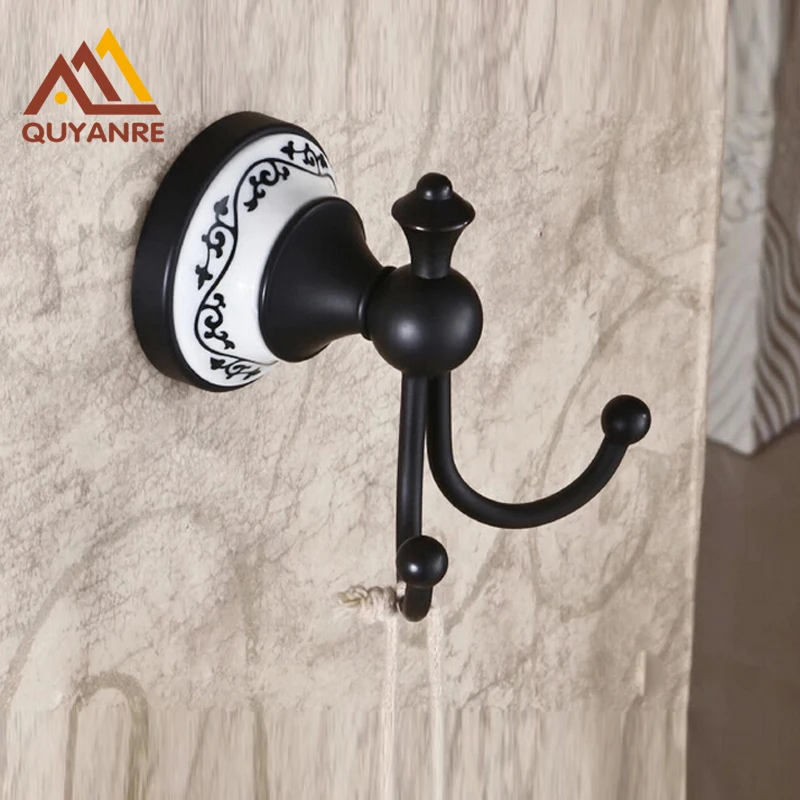 Wall Mounted Bathroom Towel Hooks Towel Hanger Coat Robe Hooks Black