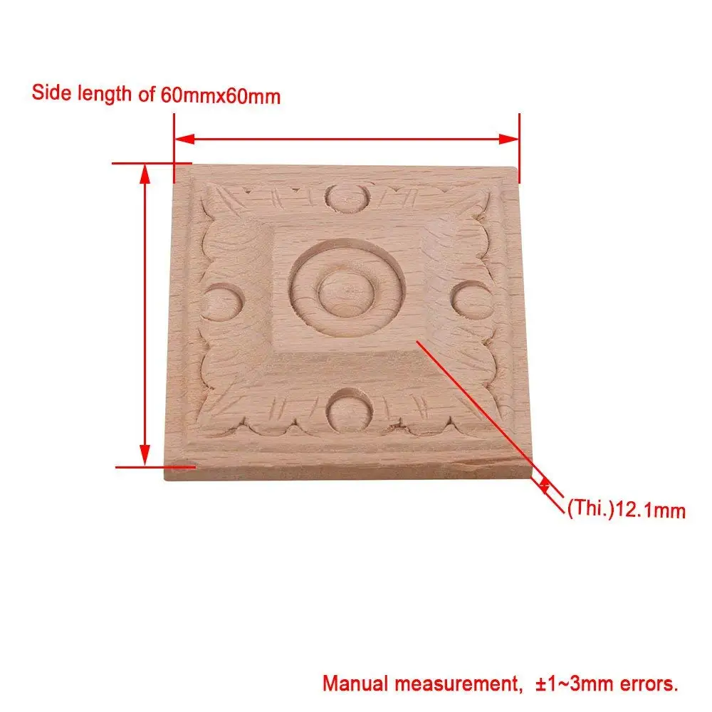 6x6 см квадратные деревянные резные длинные Onlay Европейский Стиль Аппликация Неокрашенная рама, дверь Настенный декор для шкаф, домашняя мебель набор из 10