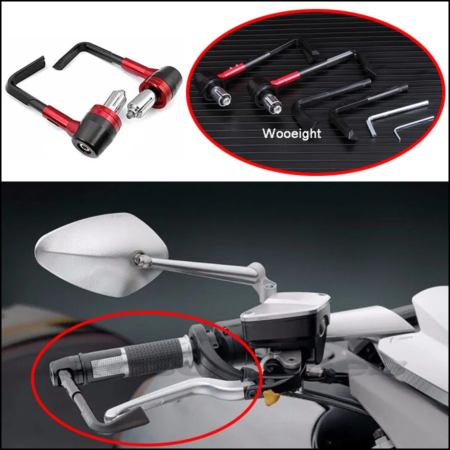 Wooieght Motorcycle CNC Anti Fall Brake Clutch Levers Handguard Hand Grips Handle Bar Protector For Bike Harley ATV Dirt Bike (6)