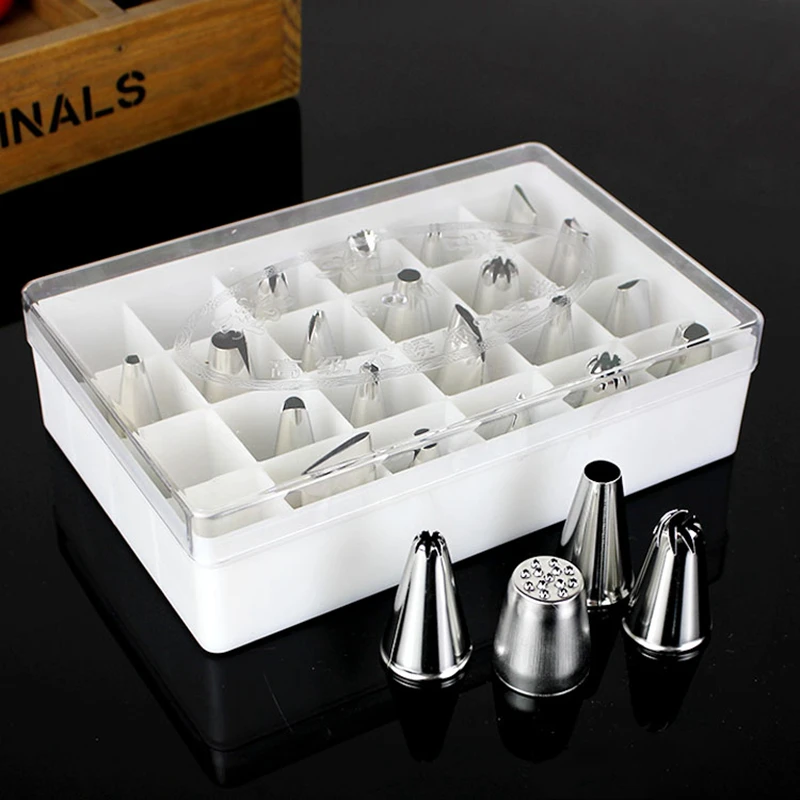 24 PCS/Set Stainless Steel Nozzle Icing Pastry Tube Set with Gift Box