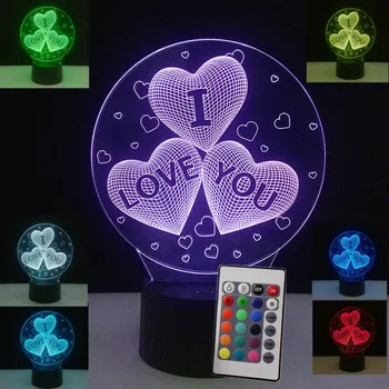 

Kids Toys Glow in the dark 3D LED Lamp I LOVE YOU Sweet Lover Heart Shape Creative Gifts for Valentine's Day Gifts Bedroom Decor