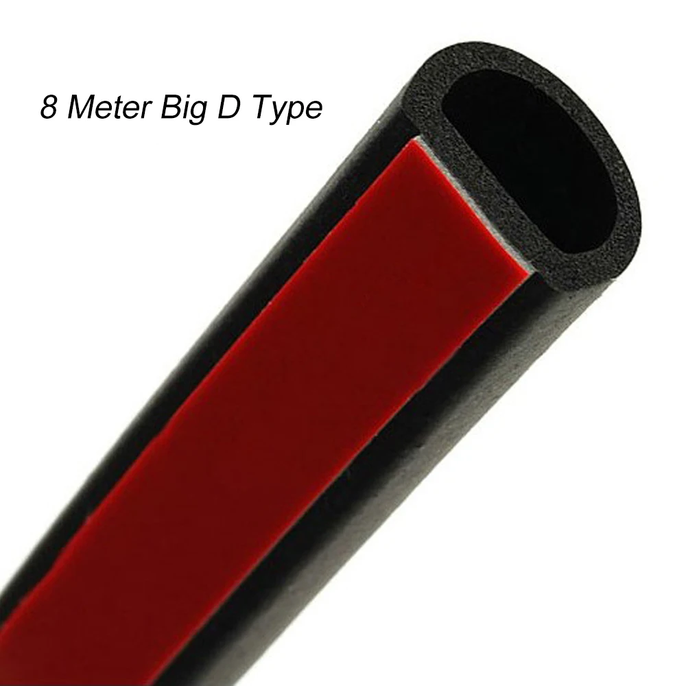 

8Meter Big D Type Filler Adhesive Car Rubber Seal Sound Insulation Waterproof Anti Dust Car 3M Door Seal Strip Weatherstrip