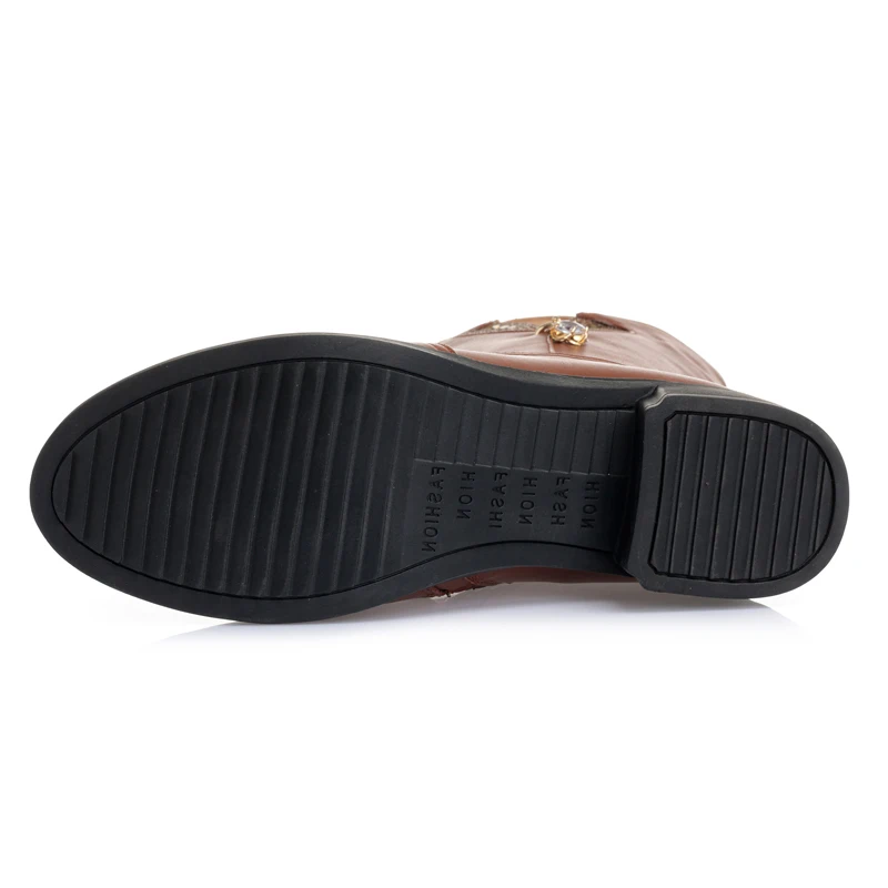 Laine Naturelle Plate Femmes En forme Gktinoo Bottes With Qualité Fur Black black La D'hiver Avec mollet Wool Cuir Haute Fur De Chaussures brown Véritable Mi brown Wool by7gYf6