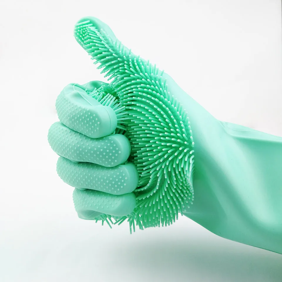 Food Grade Magic Gloves Dishwashing Gloves With BrushScrubber Waterproof Long Rubber Gloves Kitchen For CleaningWashing Dishes 5