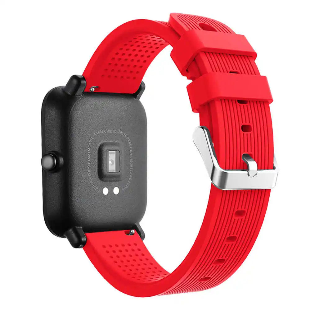 20 мм силиконовый ремешок для часов Xiaomi Huami Amazfit Bip BIT PACE Lite Молодежный умный ремешок для часов спортивный браслет ремешок на запястье водонепроницаемый - Цвет ремешка: red