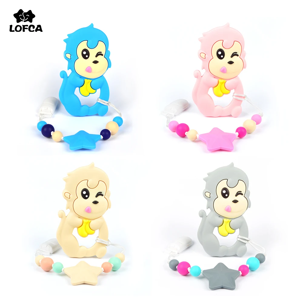 

Baby Teethers Baby Pacifier Monkey Silicone Teetherholders For Nipple Baby Pacifier Clip Chain Single Loaded For Infant Feeding
