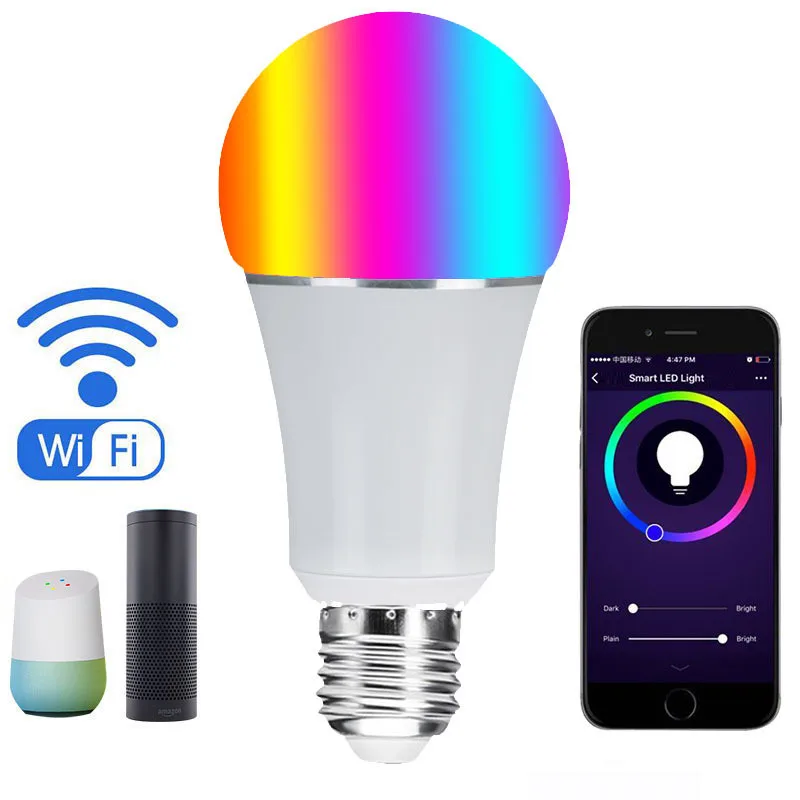 Smart Home Wifi Led Bulb Light App Connect Alexa Google Home Voice