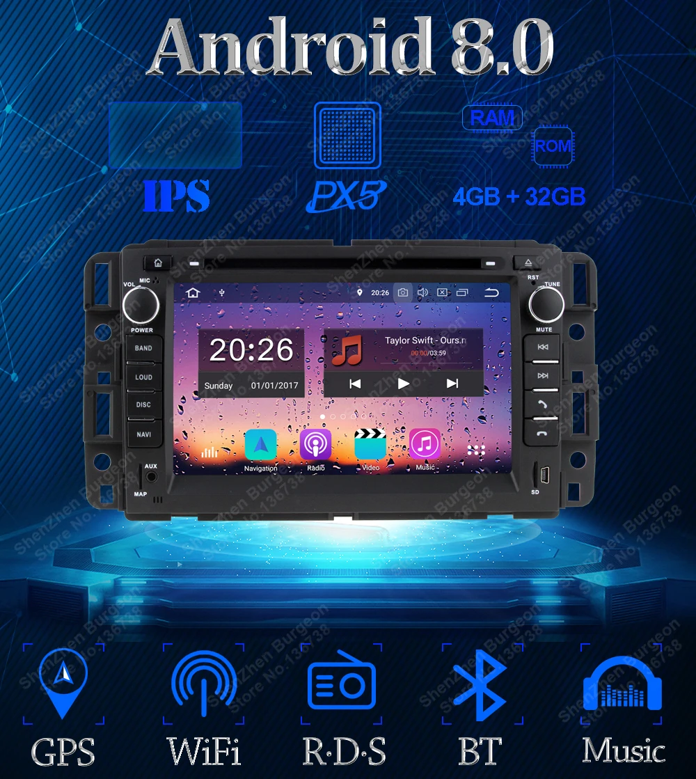 Excellent Octa Core Android 8.0 Car DVD Player for Chevrolet Silverado 1500 2500 3500 Avalanche Suburban Tahoe 2007-2012 Car Radio 4GB RAM 4