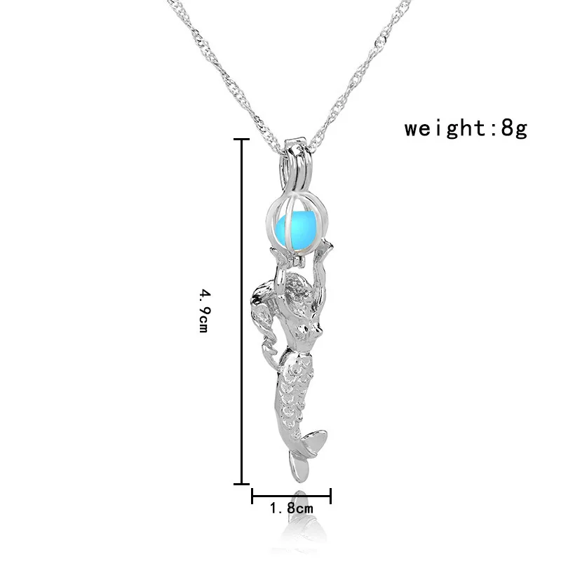 3 цвета ожерелье с подвеской-русалкой светятся в темноте колье цепочки и ожерелья s Световой для женщин подарок серебряный цвет цепи