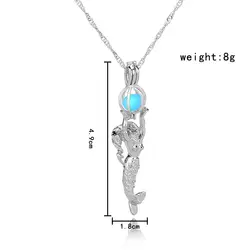 3 цвета ожерелье с подвеской-русалкой светятся в темноте колье цепочки и ожерелья s Световой для женщин подарок серебряный цвет цепи