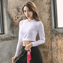 Новые уличные рубашки для бега, спортивное пальто с длинными рукавами для отдыха с капюшоном, женские толстовки для фитнеса и йоги, облегающий кроп-топ, топы