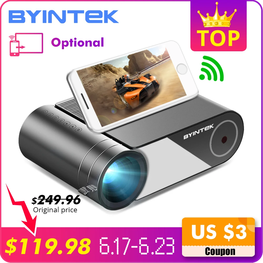 BYINTEK SKY K9 720P 1080P LED Portable Micro Home Theater HD Mini Projector(Optional Multi-Screen For Iphone Ipad Phone Tablet)