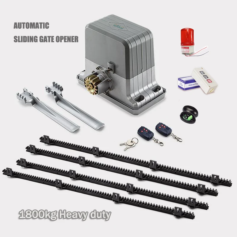 

heavy duty remote control automatic electric sliding gate motor opener with 4m Nylon racks(sensor lamp keyfobs optional )