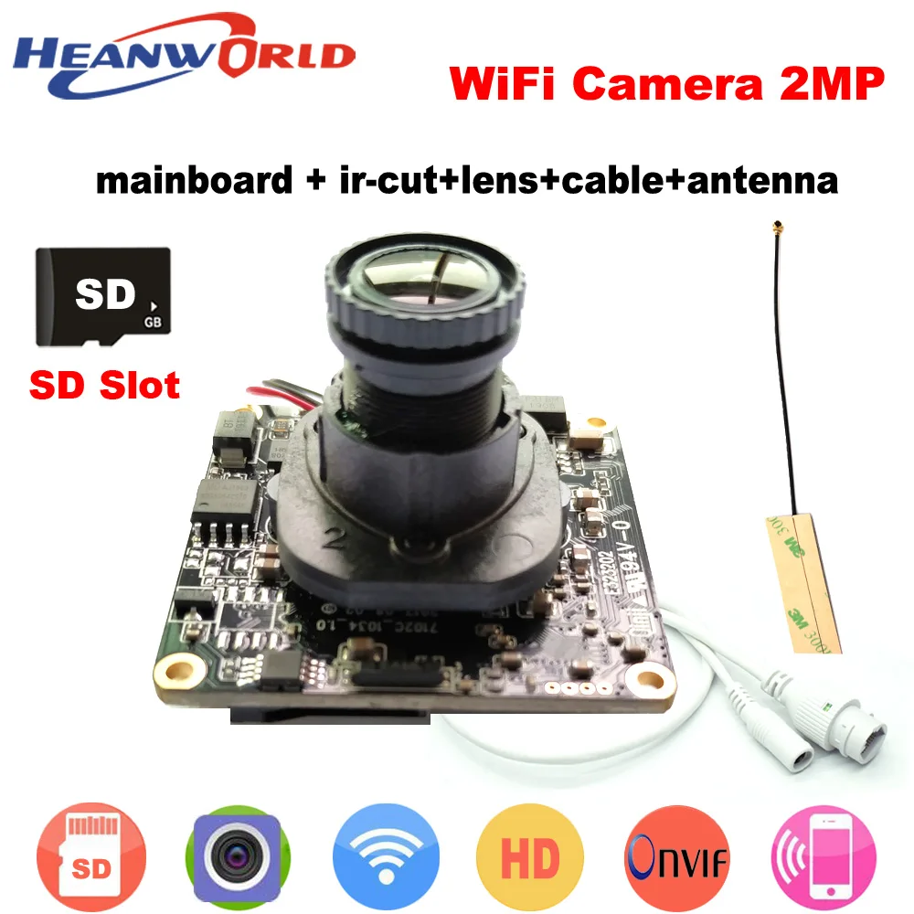 

1080P WiFi Camera Wireless IP Camera Wifi HD 2.0MP 720P Onvif Security Camera Module with Antenna SD Card Slot Audio Port