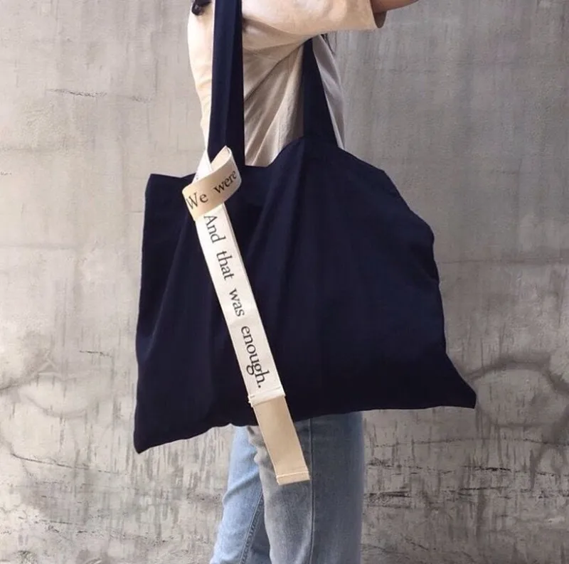 YILE хлопковая Холщовая Сумка на плечо с двумя ремешками, сумка-тоут с принтом букв, белый ремешок 17196zt