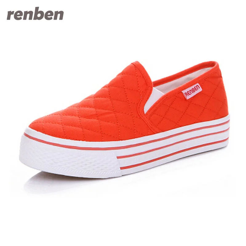 RENBEN Brand Women Flats Casual Shoes Slip On Canvas Fashion Platform