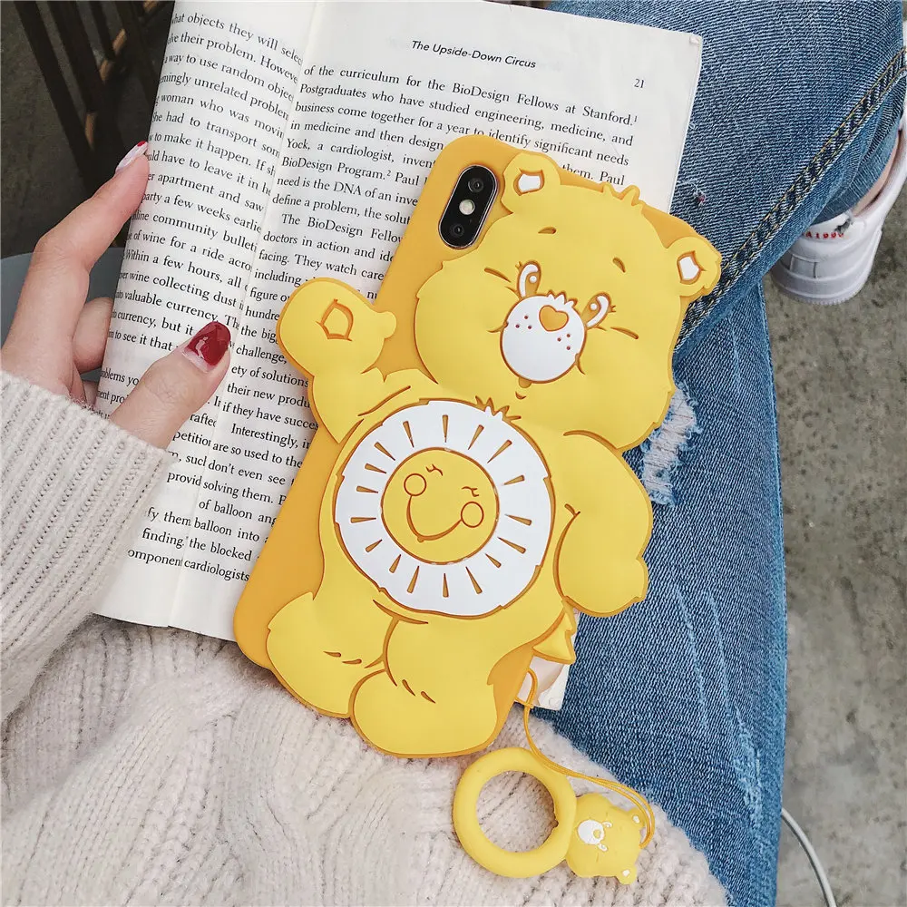 Милый чехол для телефона с медведями для iphone 6, 6 S, 7 Plus, 8 X, милый силиконовый чехол для iphone XS Max, XR - Цвет: Yellow