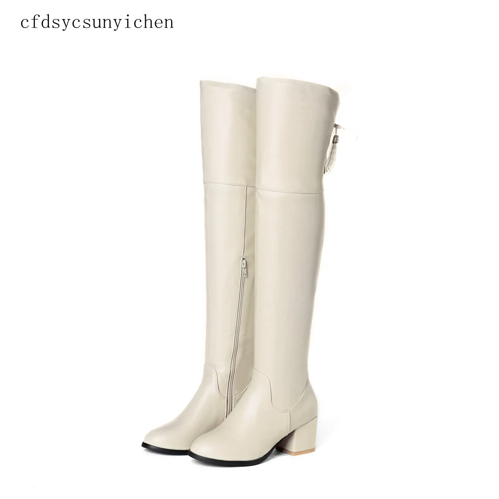 

Brand New Hot Sale Black Beige Women Over-the- Knee High Boots Ladies Dress Shoes BO-CFD-C8-63 Plus Big Size 11.5