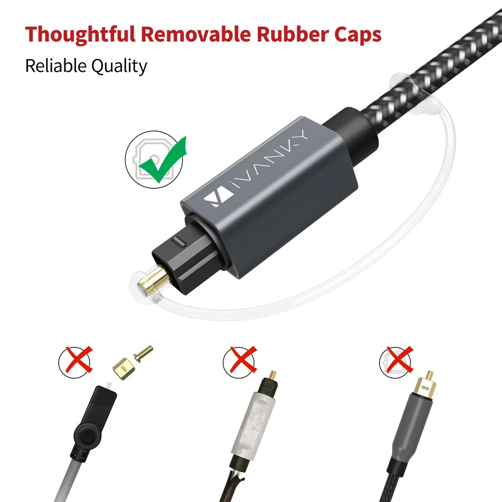 [Lifetime Warranty] iVANKY Top Optical Fibre Core Optical Cable, Digital AUX Cable Optical Audio Cable for Soundbar,TV,PS4