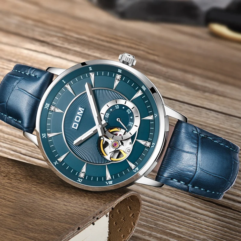 DOM Мужские механические кожаные часы полые автоматические ...