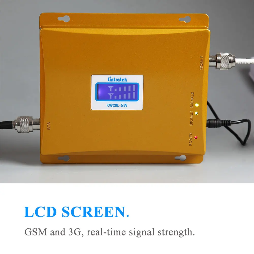 Powerful LCD 3G GSM Cellular Signal Booster Repeater 900MHz 2100MHz UMTS Mobile Cell Phone 3G Amplifier Kit Two Indoor Antenna @