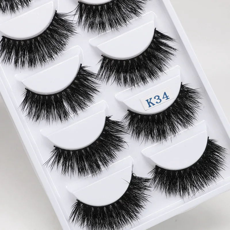 

5pairs 100% Mink Eyelashes False Eyelashes Crisscross Natural Fake lashes Length 13mm Makeup 3D Mink Lashes Extension Eyelash
