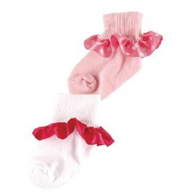 Luvable Friends 2 Pack Детские носки Красивые манжеты кружевной отделкой ребенок Girl для 0 36