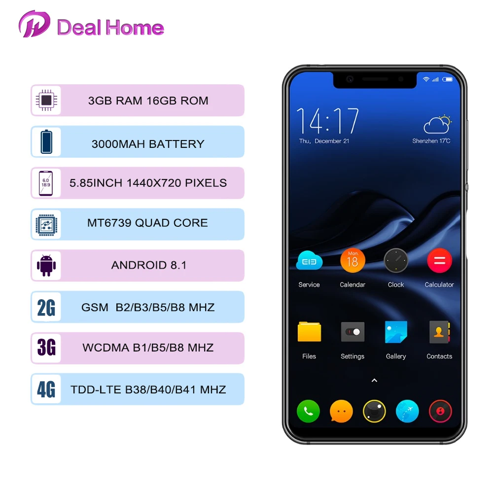 Оригинал Elephone A4 MT6739 4 ядра 18:9 HD + Экран 5 85 дюймов Android 8 1 смартфон 3 ГБ Оперативная