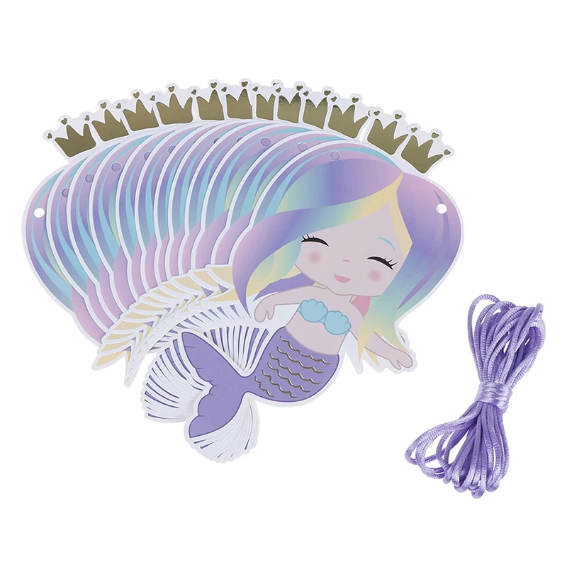 

3m Kids Cartoon Mermaid Garland Baby Shower Birthday Party Flag Bride To Be Wedding Decoration Banner Mermaid Party Decoration.Q