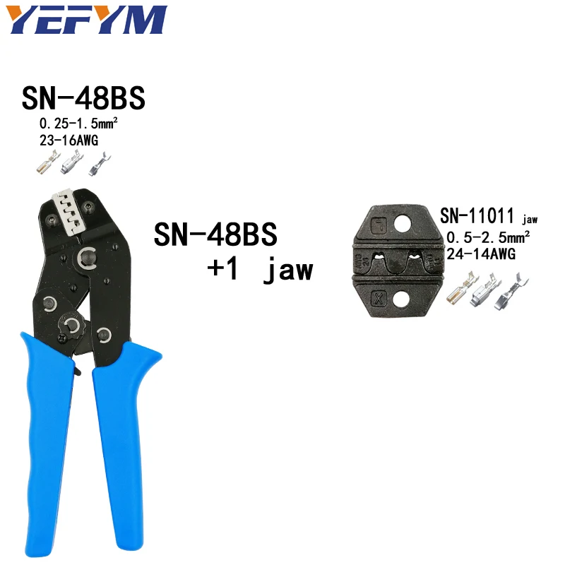 Обжимные клещи SN-48BS 8 челюсти комплект посылка для 2,8 4,8 6,3 VH2.54 3,96 2510/трубка/insuated клеммы Электрический зажим для рыбалки - Цвет: SN-48BS 1 jaw