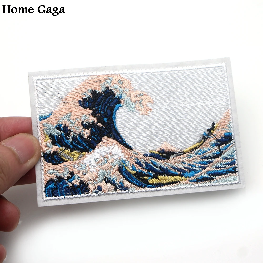 Homegaga The Great Wave off Kanagawa аппликация нашивки наклейки для шитья сумки Джерси одежда para куртка значки Утюг на D0865