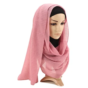 

Muslim Dress Arab Solid Color Cotton Silk Scarf Hijab Turban Islamic Clothing Headscarf