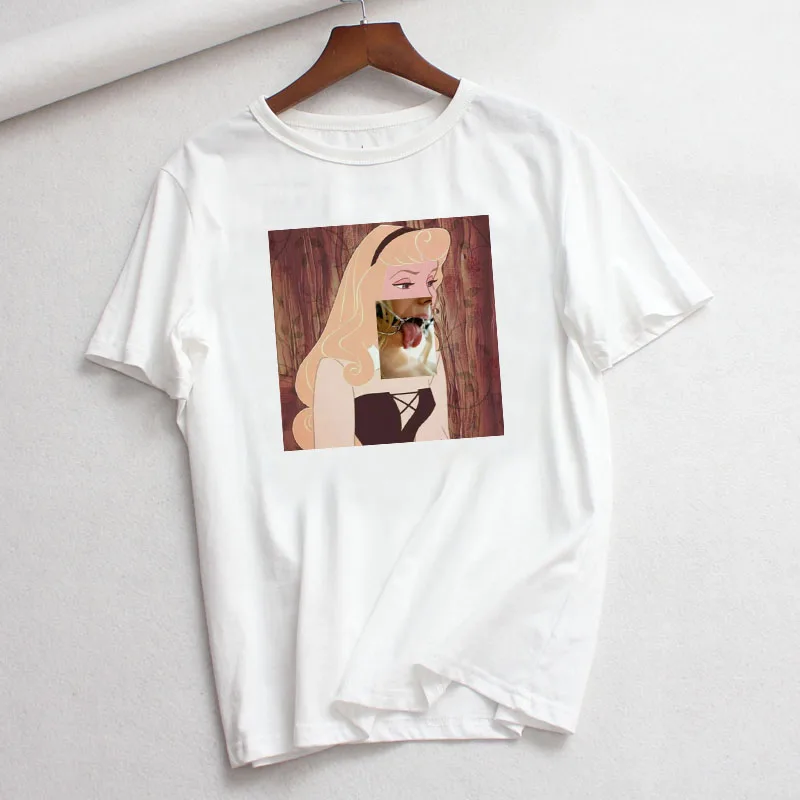 Принцесса пародия Смешные повседневные буквы Харадзюку с коротким рукавом большого размера свободные топы женские новые летние женские хип-хоп пары футболки