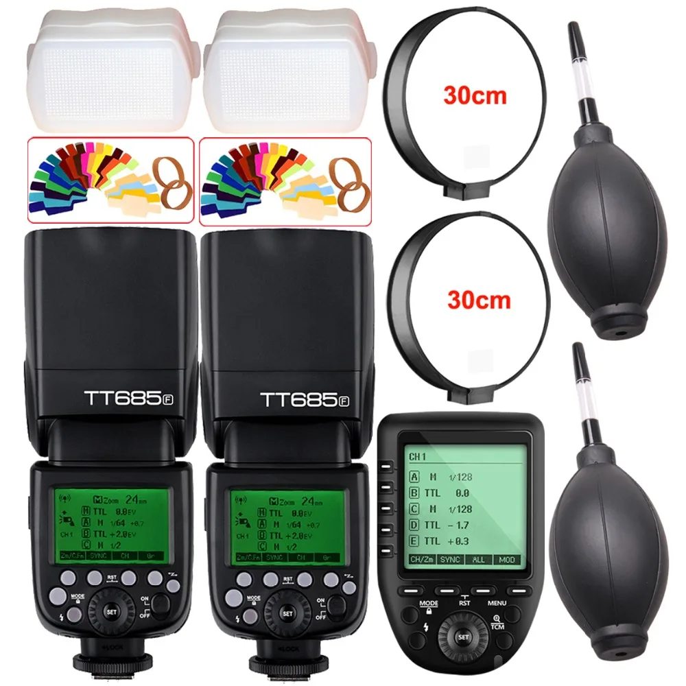 2X Godox TT685F 2 4G HSS 1/8000s TTL вспышка для фотоаппарата + XPro-F триггер фотовспышки F X100T |