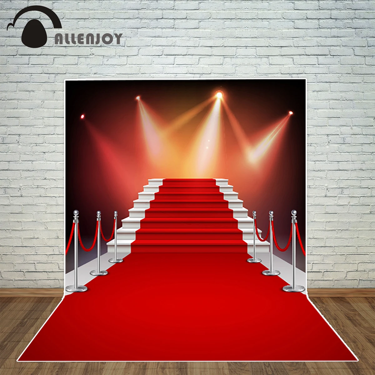 Allenjoy photography backdrop white stairs red carpet realistic background photo studio new design camera fotografica