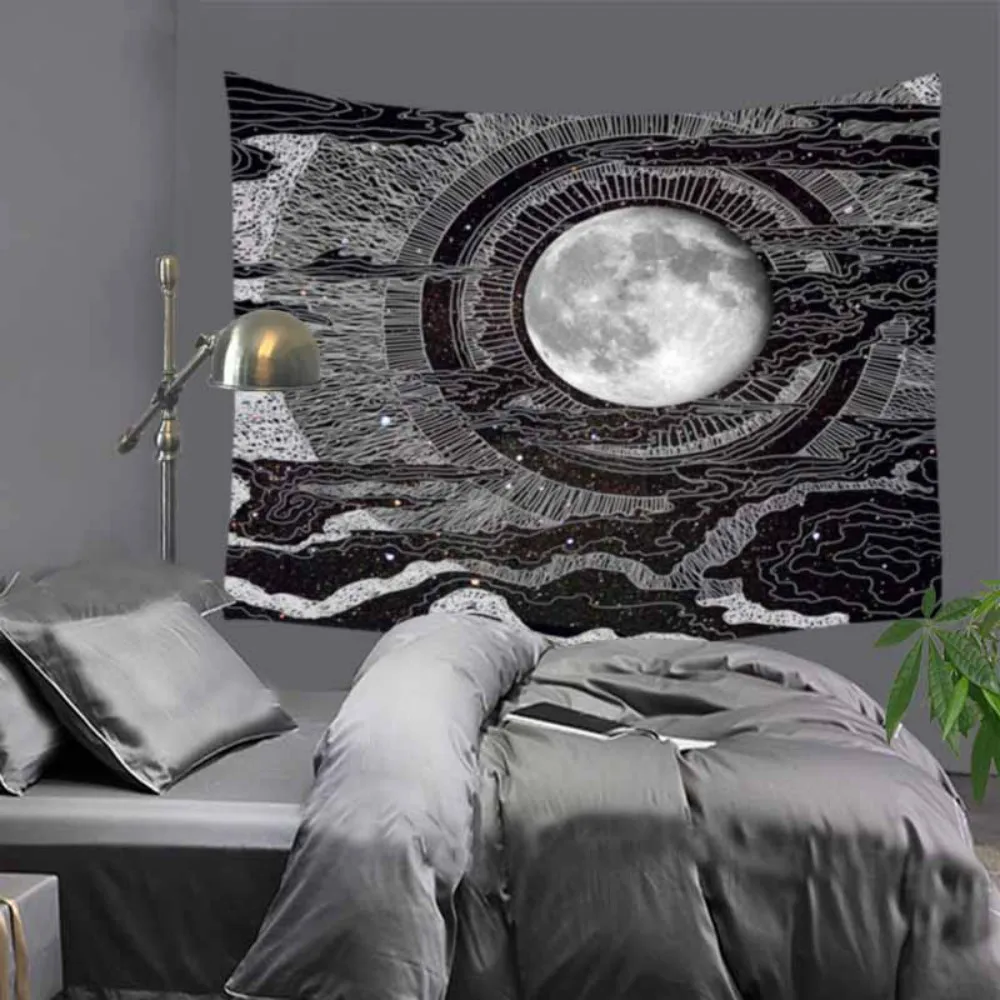 

Cilected European Black And White Retro Tapestry Home Polyester Wall Hanging Background Cloth Sofa Cushion Blanket 150X130CM