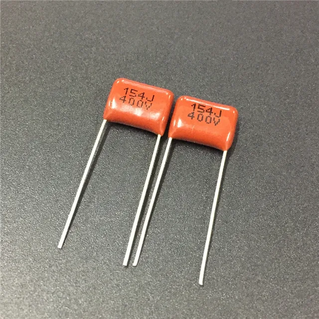 100pcs cbb capacitor 154 400v 154j 0 15uf 150nf p10 cbb21 metallized