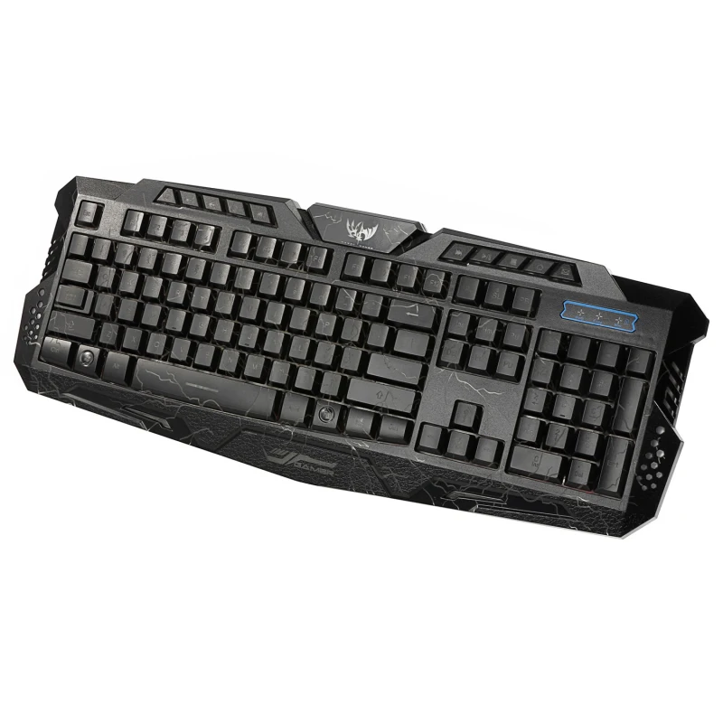 Gaming Keyboard Gamer USB Wired 3 Colors Crack Illuminated LED Backlight Multimedia PC Gaming Keyboard for Computer Mac Suppion