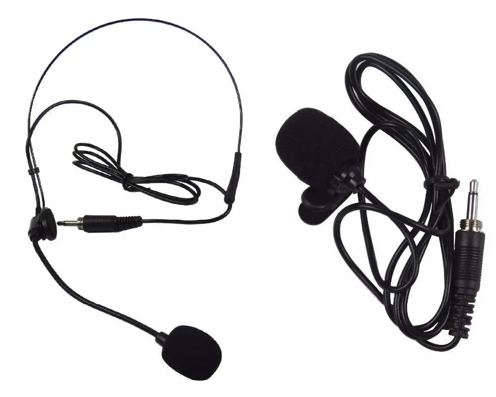 2ch wireless vhf headset lapel microphone system dual channel  church party clubs